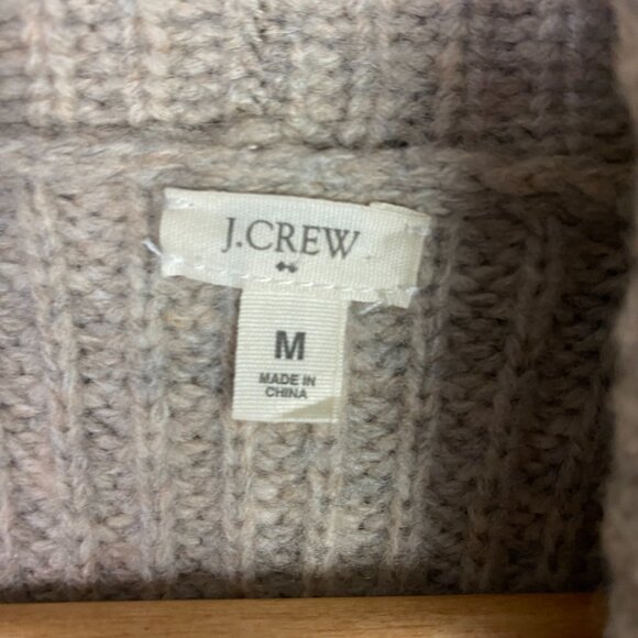J. Crew Cardigan Sweater Women's Medium Beige Light Brown Open Front Lambswool - Picture 5 of 13